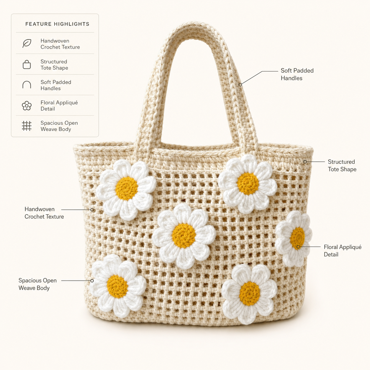 Daisy Tote Bag Crochet Kit