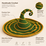Green Witch Hat Crochet Kit with Golden Stripes