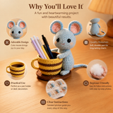Blue Mouse Pen Holder Crochet Kit