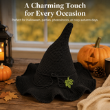 Black Witch Hat Crochet Kit with Leaf Detail